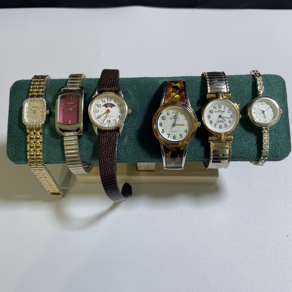 Lot of 6 Ladies Quartz Watches Gruen Anne Klein Denacci Parts Repair